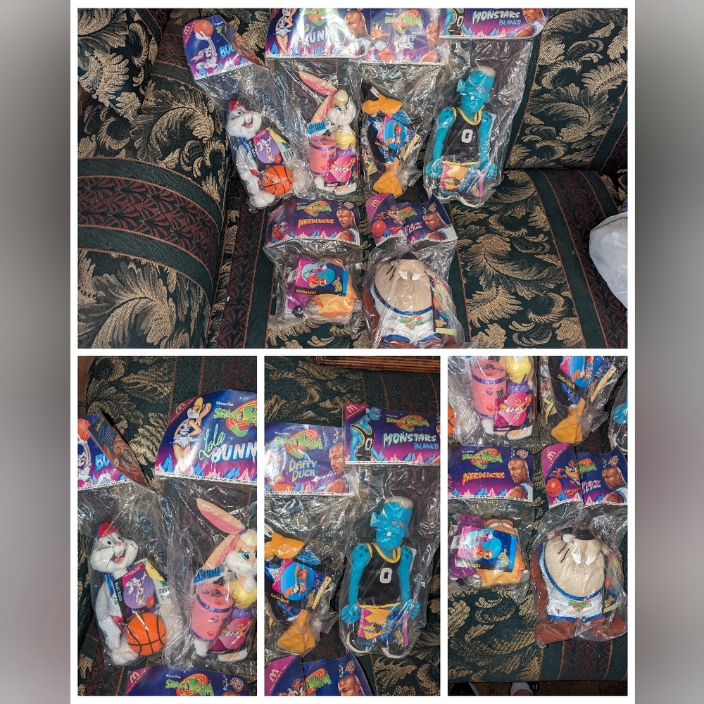 Bundle of 6 Micheal Jordan Space Jam looney too s plush dolls in package
